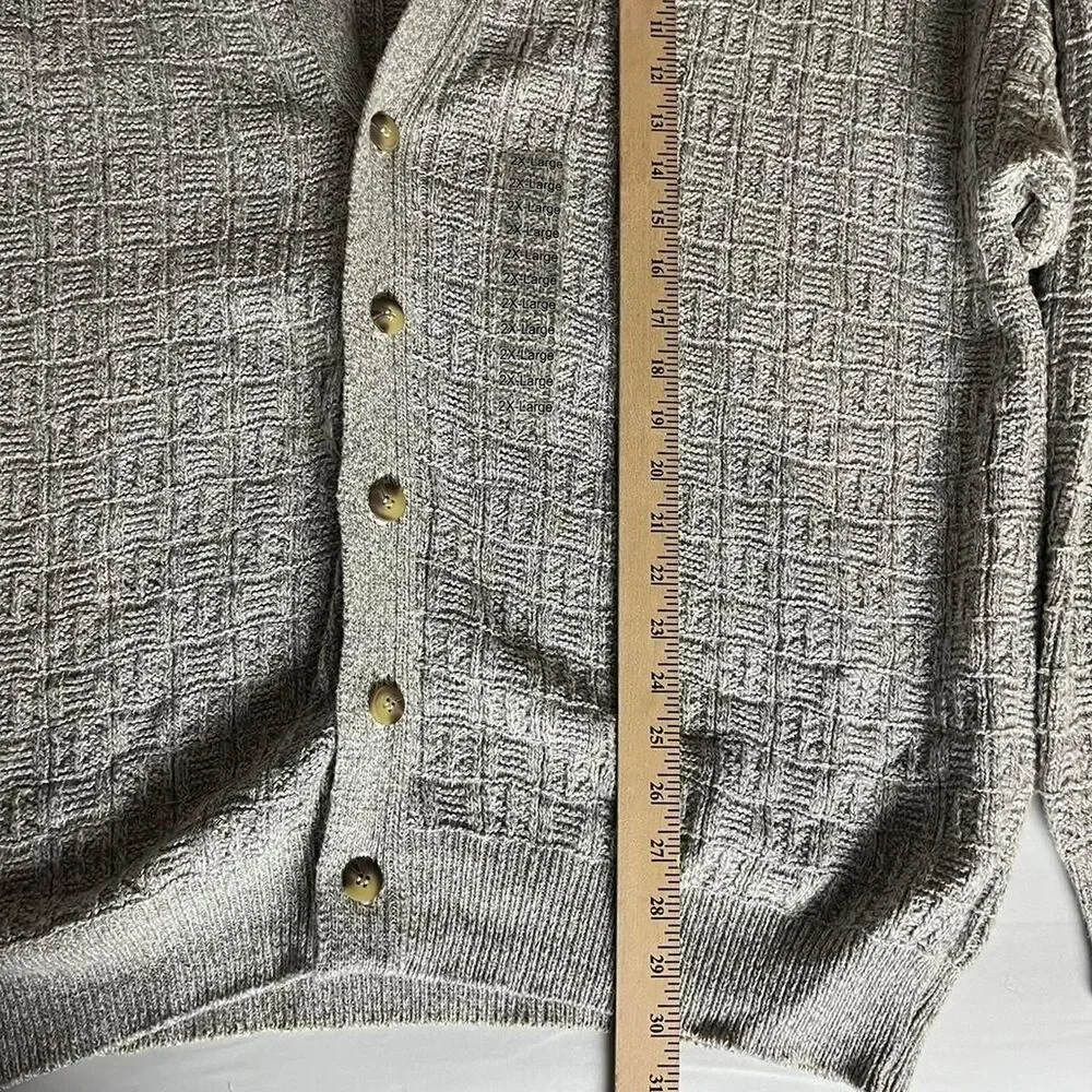 Trader Bay 2XL Knit Cardigan Oatmeal Textured GrandpaCore Fisherman Style VTG
